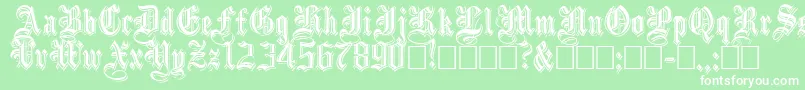 Embossedblack-Schriftart – Weiße Schriften auf grünem Hintergrund