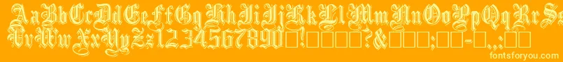 Czcionka Embossedblack – żółte czcionki na pomarańczowym tle