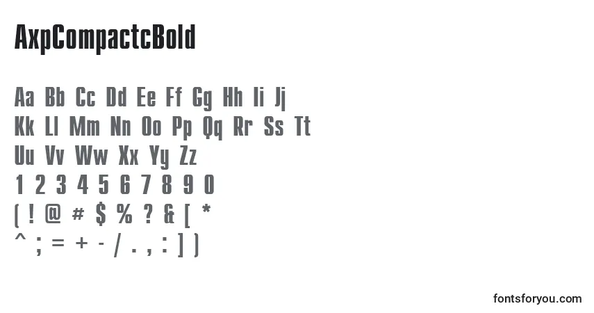 A fonte AxpCompactcBold – alfabeto, números, caracteres especiais