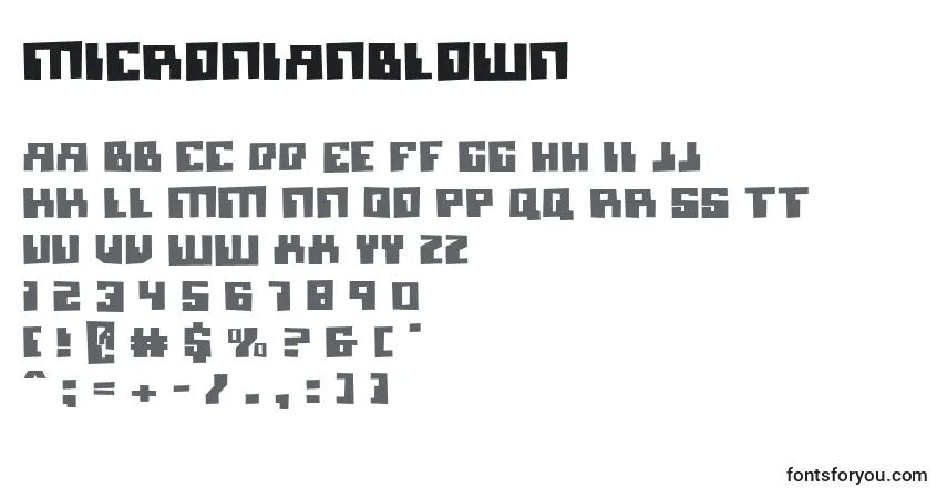 Schriftart MicronianBlown – Alphabet, Zahlen, spezielle Symbole