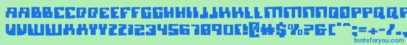 MicronianBlown-Schriftart – Blaue Schriften auf grünem Hintergrund