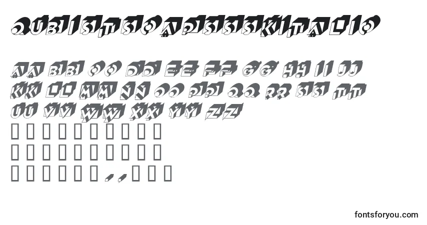 A fonte QubistscapssskItalic – alfabeto, números, caracteres especiais
