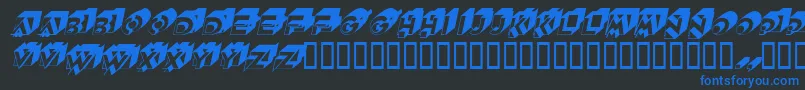 QubistscapssskItalic Font – Blue Fonts on Black Background