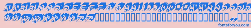 QubistscapssskItalic Font – Blue Fonts on Pink Background