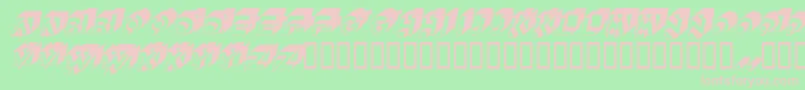 QubistscapssskItalic Font – Pink Fonts on Green Background