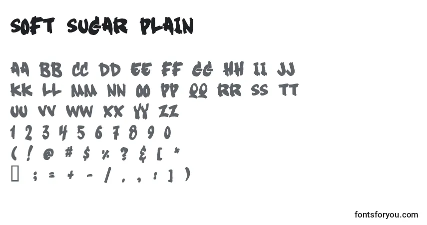 A fonte Soft Sugar Plain – alfabeto, números, caracteres especiais