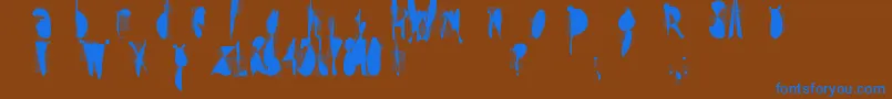 フォントMoskitoScreen – 茶色の背景に青い文字