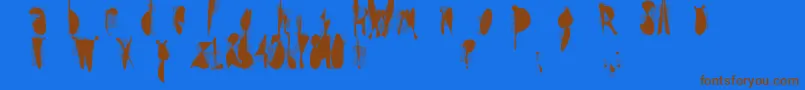 フォントMoskitoScreen – 茶色の文字が青い背景にあります。