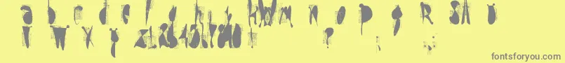 MoskitoScreen-Schriftart – Graue Schriften auf gelbem Hintergrund
