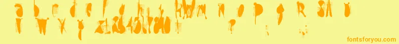 MoskitoScreen-Schriftart – Orangefarbene Schriften auf gelbem Hintergrund