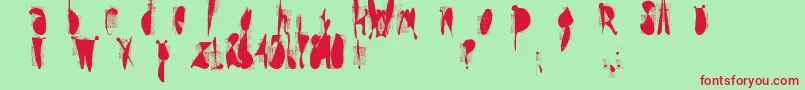 MoskitoScreen-Schriftart – Rote Schriften auf grünem Hintergrund