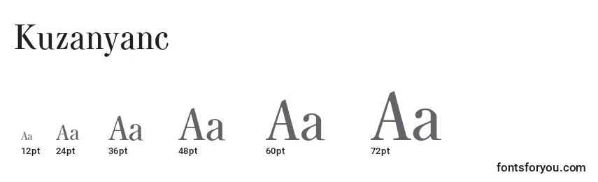 Размеры шрифта Kuzanyanc