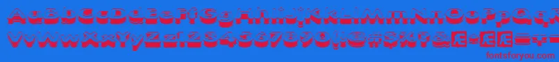 XtrusionBrk-Schriftart – Rote Schriften auf blauem Hintergrund