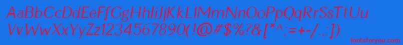 CynItalic Font – Red Fonts on Blue Background