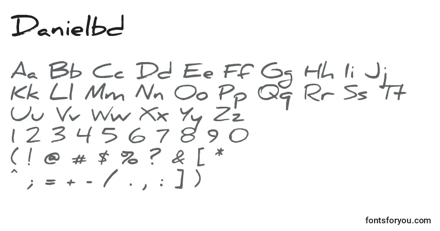 A fonte Danielbd – alfabeto, números, caracteres especiais