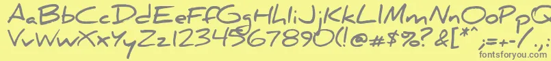 Danielbd-fontti – harmaat kirjasimet keltaisella taustalla