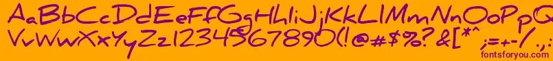 Danielbd-Schriftart – Violette Schriften auf orangefarbenem Hintergrund