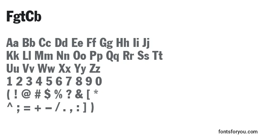 Czcionka FgtCb – alfabet, cyfry, specjalne znaki