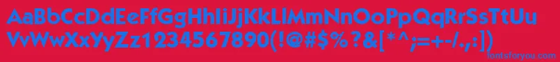 ItcKabelLtBold-Schriftart – Blaue Schriften auf rotem Hintergrund