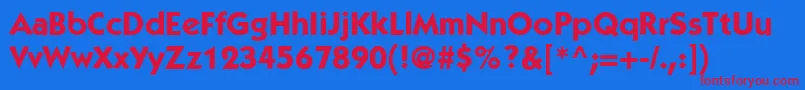ItcKabelLtBold-fontti – punaiset fontit sinisellä taustalla