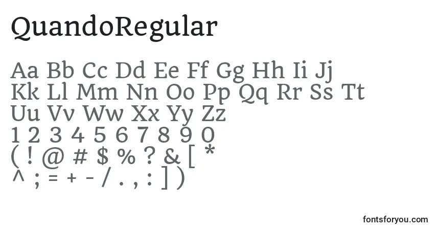 Шрифт QuandoRegular – алфавит, цифры, специальные символы