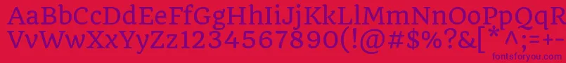 QuandoRegular-Schriftart – Violette Schriften auf rotem Hintergrund