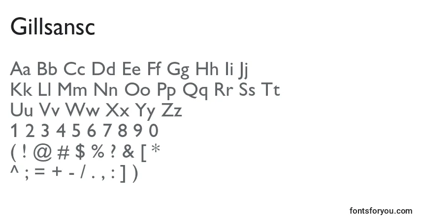 Шрифт Gillsansc – алфавит, цифры, специальные символы