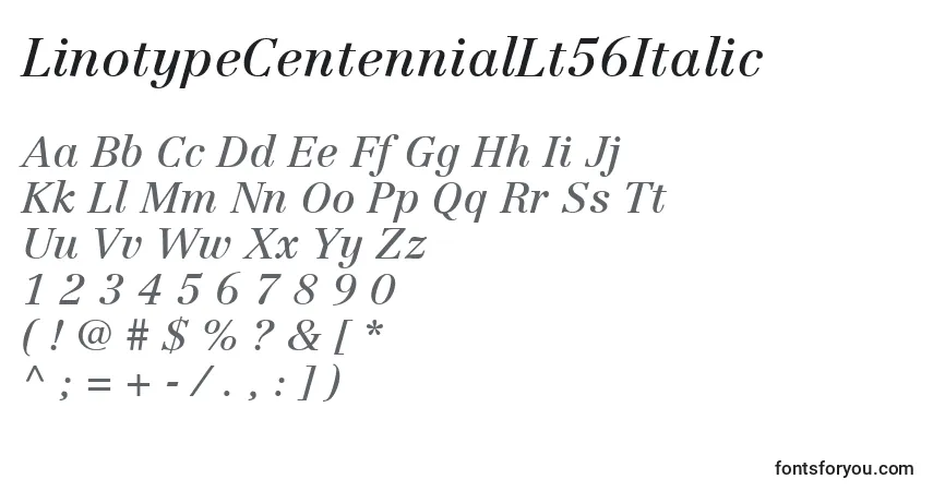 A fonte LinotypeCentennialLt56Italic – alfabeto, números, caracteres especiais