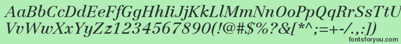 フォントLinotypeCentennialLt56Italic – 緑の背景に黒い文字