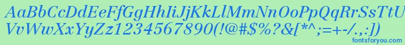 LinotypeCentennialLt56Italic Font – Blue Fonts on Green Background
