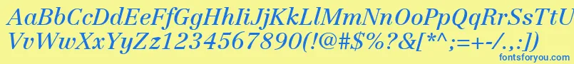 LinotypeCentennialLt56Italic Font – Blue Fonts on Yellow Background
