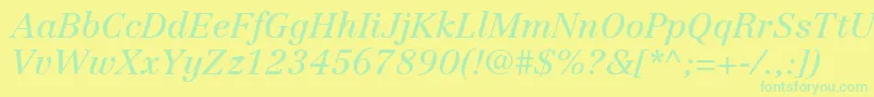 LinotypeCentennialLt56Italic Font – Green Fonts on Yellow Background