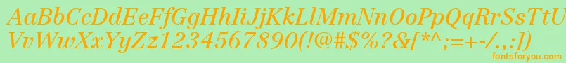 LinotypeCentennialLt56Italic Font – Orange Fonts on Green Background