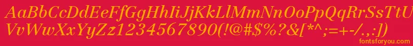 LinotypeCentennialLt56Italic Font – Orange Fonts on Red Background