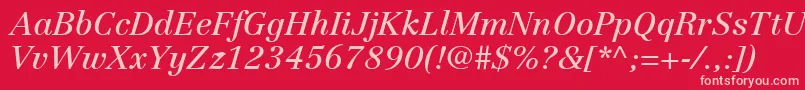 フォントLinotypeCentennialLt56Italic – 赤い背景にピンクのフォント