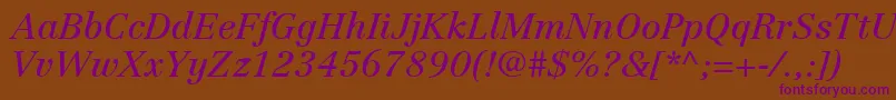 Więcej informacji o czcionce LinotypeCentennialLt56Italic Czcionka LinotypeCentennialLt56Italic – fioletowe czcionki na brązowym tle