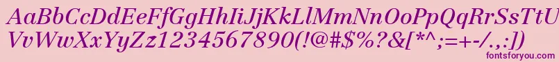 フォントLinotypeCentennialLt56Italic – ピンクの背景に紫のフォント