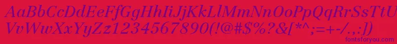 LinotypeCentennialLt56Italic-Schriftart – Violette Schriften auf rotem Hintergrund