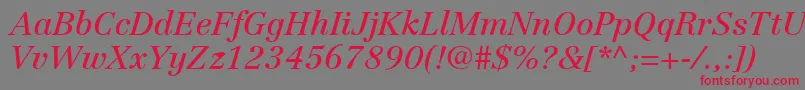 フォントLinotypeCentennialLt56Italic – 赤い文字の灰色の背景