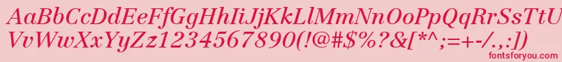 フォントLinotypeCentennialLt56Italic – ピンクの背景に赤い文字