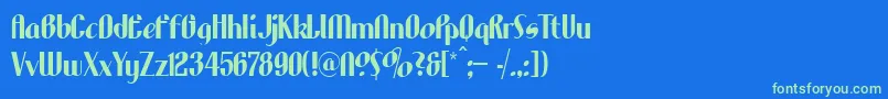 LhfAristocrat Font – Green Fonts on Blue Background