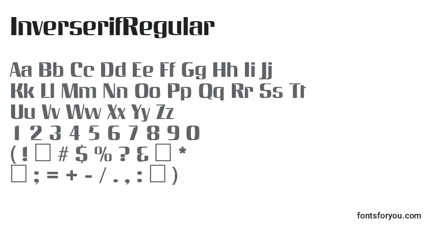 InverserifRegularフォント–アルファベット、数字、特殊文字