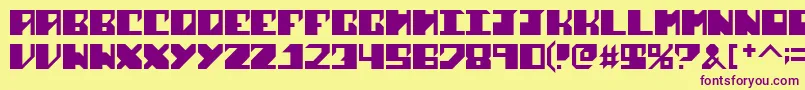 SharkWeek-Schriftart – Violette Schriften auf gelbem Hintergrund