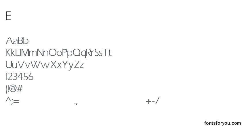 Czcionka Eric – alfabet, cyfry, specjalne znaki