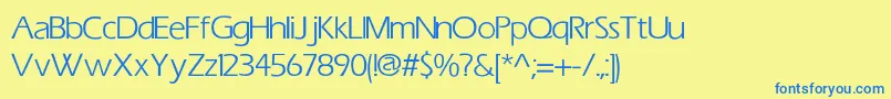 フォントEric – 青い文字が黄色の背景にあります。