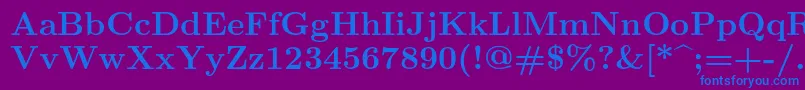 Lmroman10Bold-Schriftart – Blaue Schriften auf violettem Hintergrund