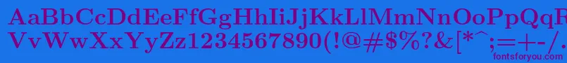 フォントLmroman10Bold – 紫色のフォント、青い背景