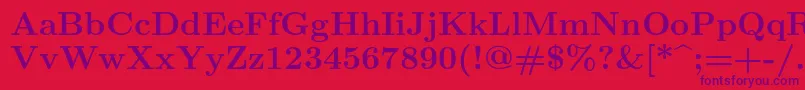 Lmroman10Bold-Schriftart – Violette Schriften auf rotem Hintergrund