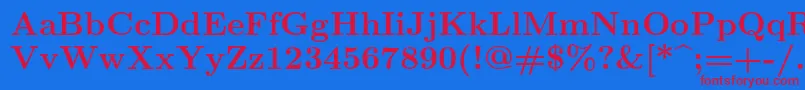 フォントLmroman10Bold – 赤い文字の青い背景