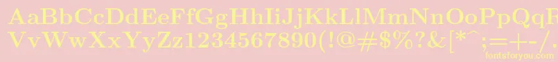 Lmroman10Bold-Schriftart – Gelbe Schriften auf rosa Hintergrund